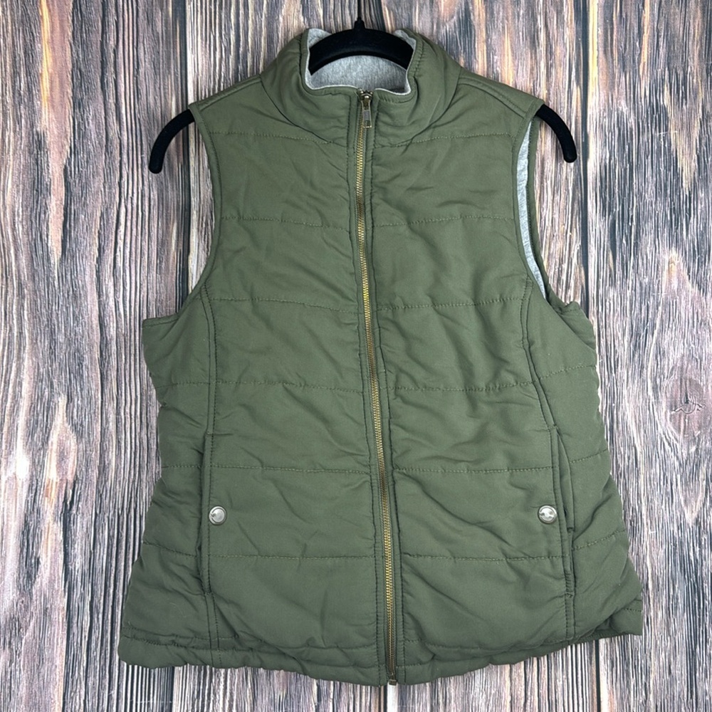 Green Puffer Lined Vest- Size Small